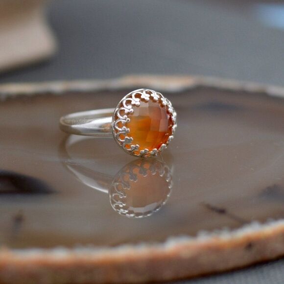 𝅺Sterling Silver Carnelian Ring - Picture 2 of 2